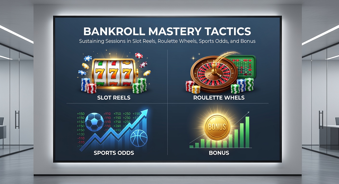 Speler aan roulette tafel met bankroll tracker op mobiel scherm, odds borden op achtergrond voor sport en casino integratie