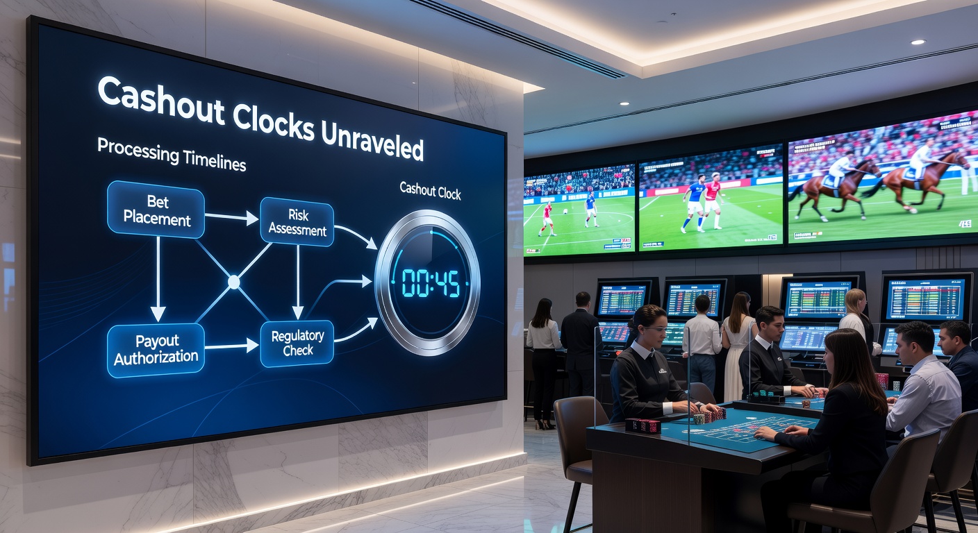 Vergelijkende tijdlijn van cashout-processen in sportweddenschappen, met balken voor e-wallets, banken en crypto in verschillende jurisdicties