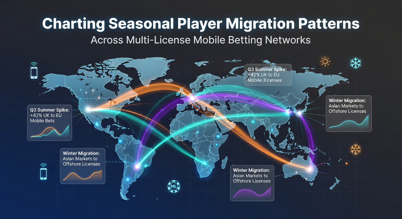 Grafiek van seizoensgebonden migratiepatronen over mobiele bettingnetwerken