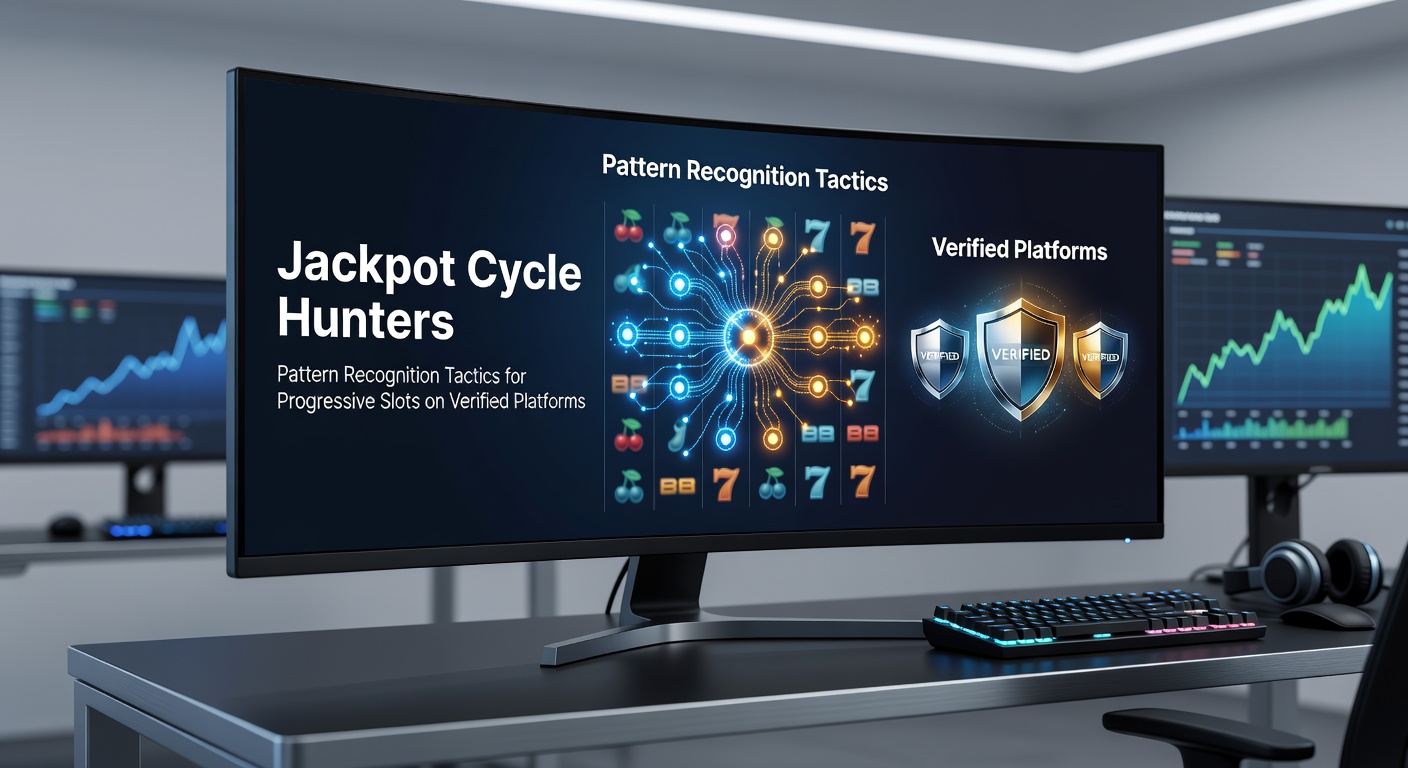 Grafiek met jackpotcycluspatronen, stijgende lijnen en pieken op een dashboard van een online casino platform, inclusief data-visualisaties voor trackers
