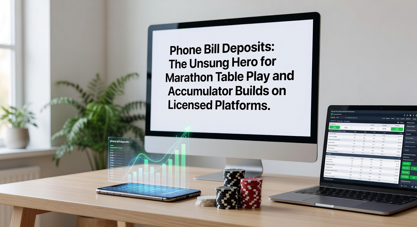 Smartphone met telefoonfactuurstorting op een gelicenseerd gokplatform, met tafelspellen en sportweddenschappen op de achtergrond