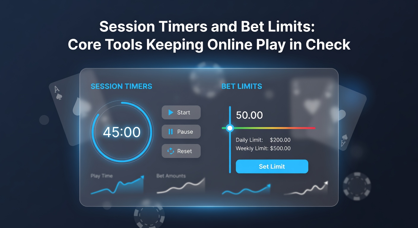 Screenshot van een online casino met inzetlimiet-instellingen en een sessietimer in actie, inclusief waarschuwingsbanners en limietopties